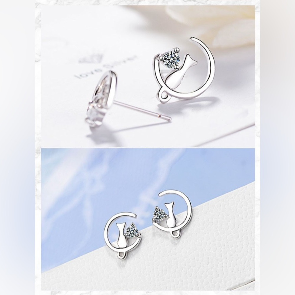 Cat in the Moon Earrings